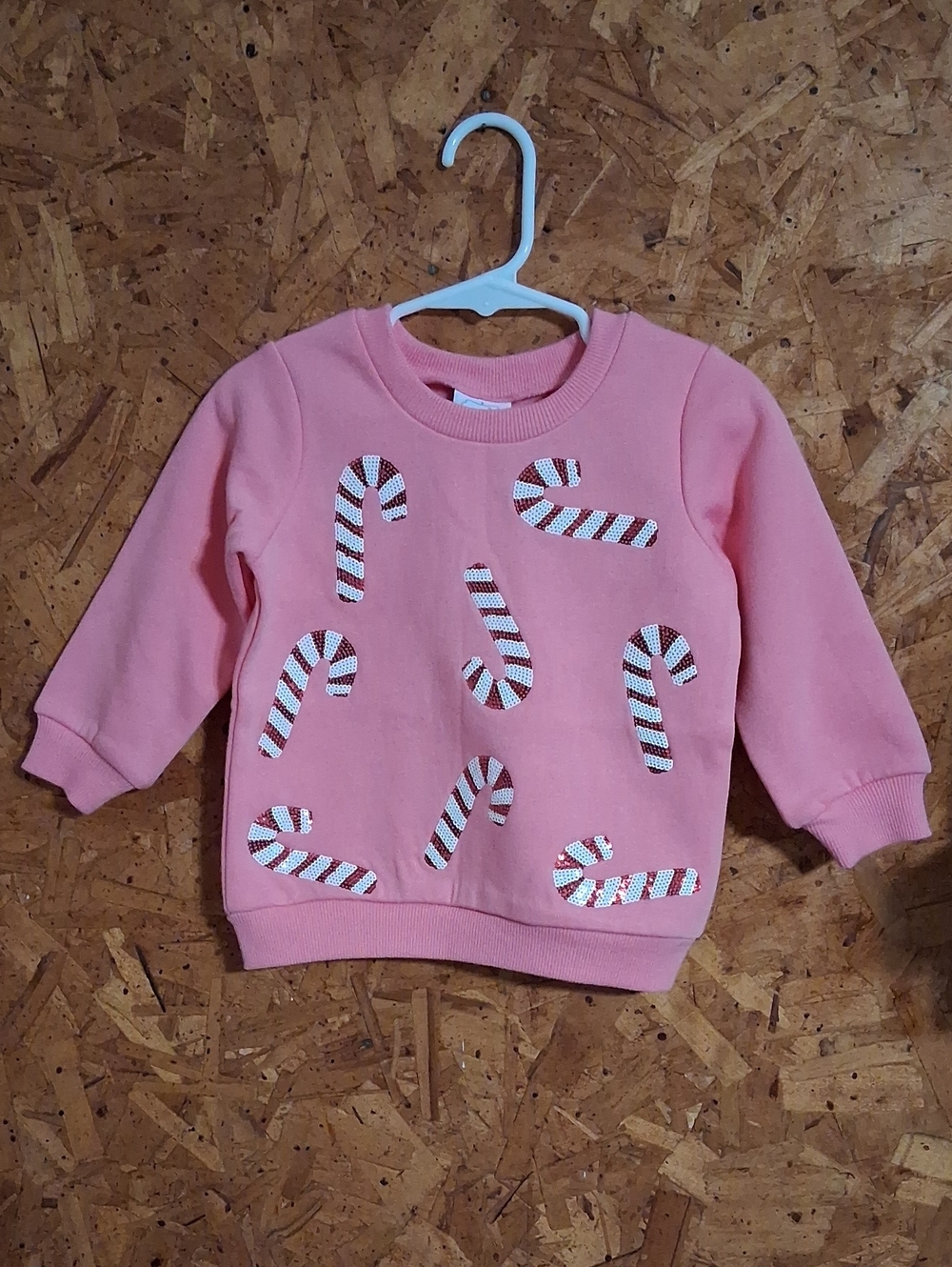 NWT Mudpie Girls' Pink Candy Cane Sweatshirt